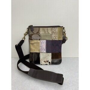 Coach Crossbody Patchwork Style Bag Swingpack F10514 Animal Print Suede Metallic